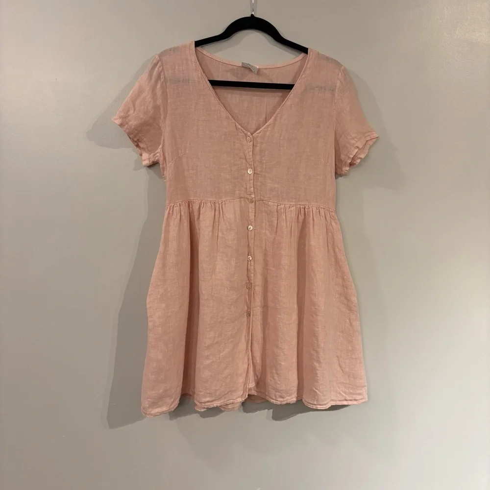 Jillian Harris x Priv Hamptons dress linen pink baby doll dress - Picture 5 of 13